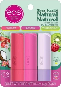 EOS Smooth Lip Balm 3 Pack – Coconut Milk, Honey Apple, Raspberry Kiwi - Picture 1 of 6