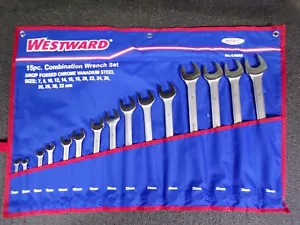 WESTWARD 15-Piece Antislip Combination Wrench Set, Metric (K) - Picture 1 of 4