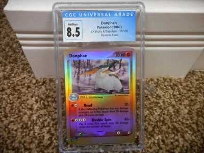 Donpha cgc 8.5 NM MINT+ REVERSE HOLO EX Ruby & Sapphire E-Reader 17/109 psa and - Image 1 of 3