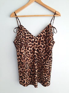 Tigerlily Camisole Womens 14 Leopard Print Sexy Peasant Blouse Singlet Boho - Picture 1 of 15