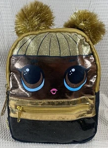 NEW L.O.L. Surprise! Black & Gold Mini Backpack with Golden Fringe Pom Poms NWOT - Picture 1 of 21