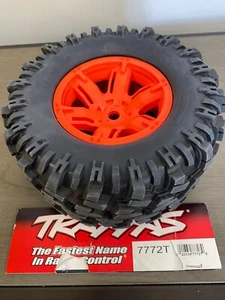 Traxxas 7772T Front OR Rear Tire & Wheel Orange Pre-Glued (1) for X-Maxx / XRT - Picture 1 of 3