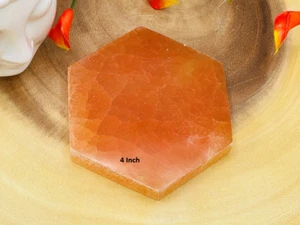 Selenite Charging Station, Hexagon Crystal Holder Plate, Chakra Activator, 4" - Picture 1 of 10