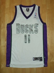 T.J. FORD Reebok Swingman Milwaukee Bucks weiß mit silber Trikot Erwachsene L *neu ohne Etikett* - Bild 1 von 8
