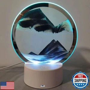 Imagen de arte de arena en movimiento vidrio redondo 3D paisaje de arena de aguas profundas en pantalla de movimiento F - Imagen 1 de 5