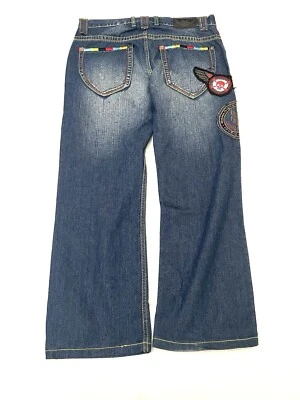 Vintage Y2K Miskeen Originals Baggy Wide Leg Jeans 34x30 Hip Hop Skater Patch - Image 1 of 4