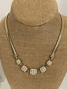 Swarovski Classic Gold Tone Rhinestone Fancy Formal Wedding Necklace New Glam - Picture 1 of 5