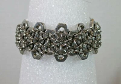 Fabulous Excellent Men's Hex Nut Cuff Bracelet IN Solid 935 Argentium Silver - Image 1 of 4