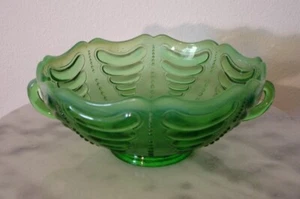Jefferson Abalone Green Opalescent Double Handled Novelty Bowl - Picture 1 of 2