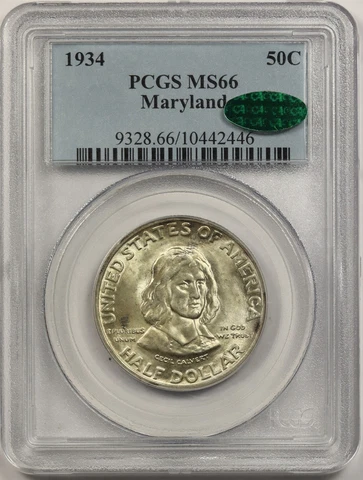 1934 Maryland 50C PCGS/CAC MS 66 Early Silver Commemorative Half Dollar Cover