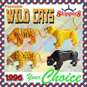 Skippers Restaurant 1996 POSEABLE WILD CATS Wildkatze DSCHUNGEL Löwe IHR Spielzeug WAHL - Bild 1 von 14