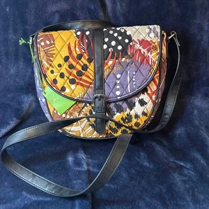 NWT Vera Bradley Quilted Slim Saddle Bag Painted Feathers Shoulder Purse - Picture 1 of 11