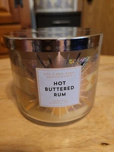 RARE Bath & Body Works HOT BUTTERED RUM 14.5 OZ. 3 Wick Scented Candle - Picture 1 of 9