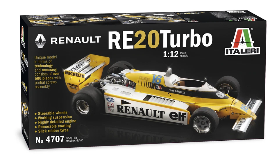 ITALERI 1:12  KIT AUTO  F1 RENAULT RE20 TURBO LUNGHEZZA 38,3 CM   ART 4707 - Immagine 1 di 1