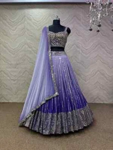 Neue Präsentation Faux Georgette Lehenga Choli mit Dupatta für Empfang - Bild 1 von 10