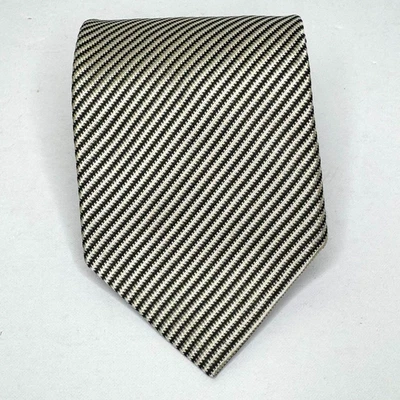 Hugo Boss Tie Mens Black Champagne Geometric 100% Silk Luxury Necktie Italy - Image 1 of 4