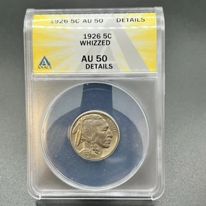 Indian Head Buffalo Nickel 1926 5c AU50 detalles ANACS 11XA25 - Imagen 1 de 4