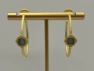 Pendientes de aro de amazonita Freida Rothman de oro de 14 k sobre plata de ley Foto 1 de 4