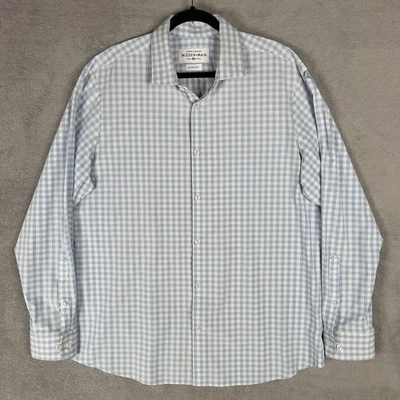 Mizzen+Main Leeward Button Up Shirt Men's 2XL Trim Fit Light Blue Gingham Check - Image 1 of 4
