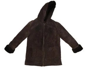 St. John's Bay Jacket Mens Large Brown Washable Suede Hooded Faux Shearling - Picture 1 of 12