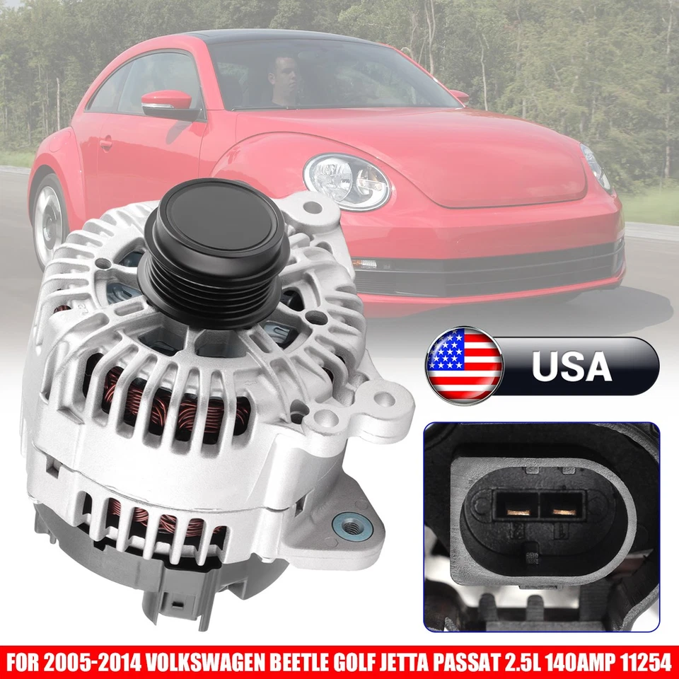 Alternator fits Volkswagen Jetta 2.5L 2005 2006 2007 2008 2009 2010 2011 11254 Foto 1 de 4