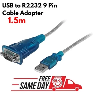 USB to Serial RS232 MALE 9 Pin DB9 COM Converter Adapter Cable Windows 7 8 10 UK - Picture 1 of 12