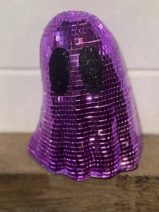 NEU Halloween DEKO Disco RETRO Spiegel Ghul GEIST Deko lila/hot PINK 8" - Bild 1 von 10