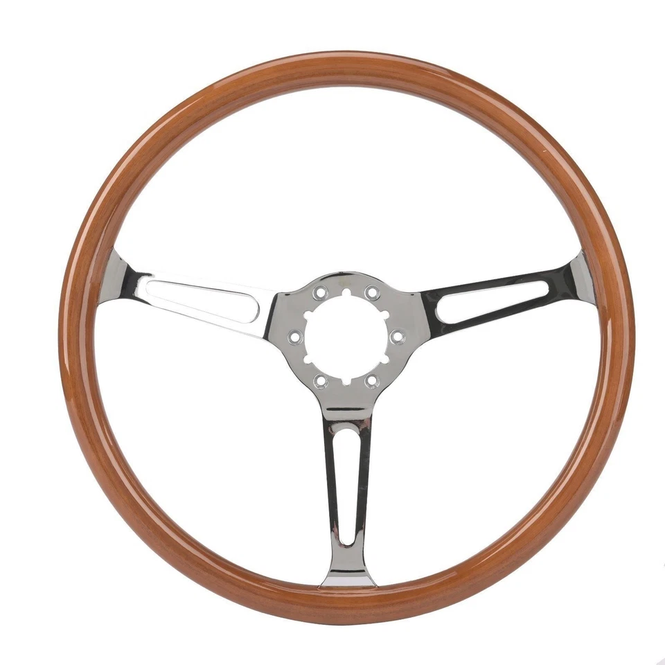 Volante de nogal con radios divididos cromados para Chevrolet Corvette 1963-1982 Foto 1 de 4
