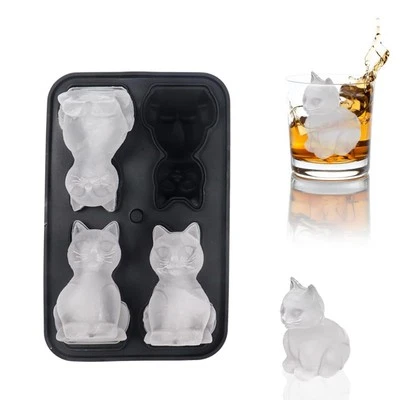 3D Cat Shape Silicone Ice Cube Tray,Food Grade Reusable Animal Shape Silicone - Image 1 of 4