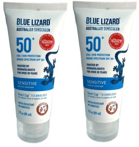 2X Blue Lizard Sensitive SPF 50+ Mineral Sunscreen Lotion, 3 Oz EACH, EXP 01/26 - Picture 1 of 2