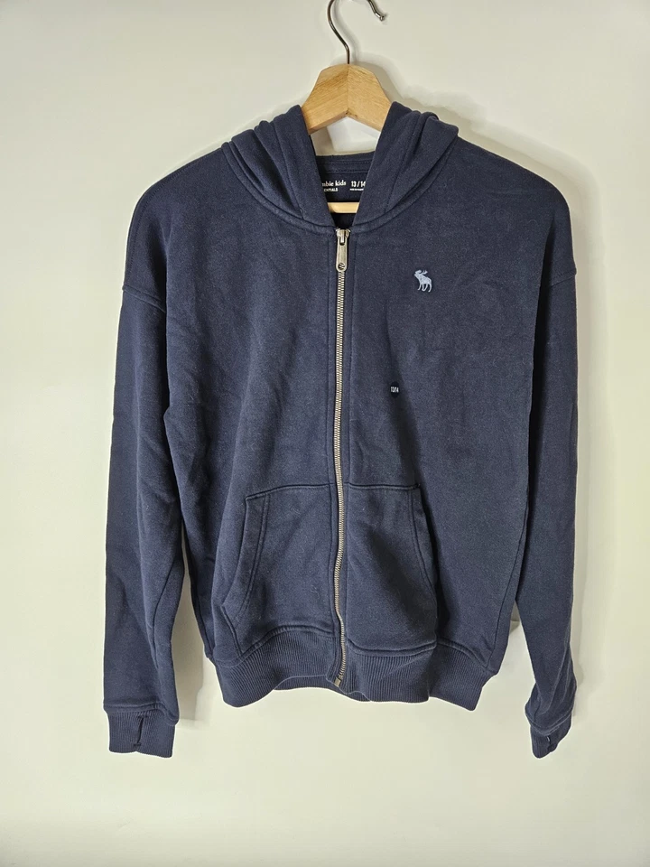 Sudadera con Capucha Abercrombie Niños Cremallera Completa Azul Talla 13/14  Foto 1 de 3
