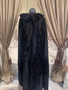 VTG RARE Edwardian Victorian Joseph Magnin Black Deco OPERA Ruffle Cloak Cape L - Picture 1 of 8