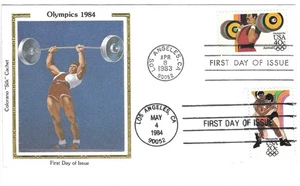Colorano Silk FDC 1983 40c correo aéreo Juegos Olímpicos 1984 doble cancelación Sc# C108 - Imagen 1 de 1