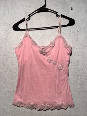 Vtg Express Babydoll Cami Size Medium M Tank Top Chic Pink Lace Y2k 90s Barbie - Image 1 of 4