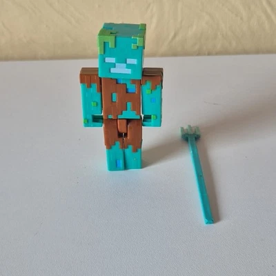 Minecraft Drowned 3.25" Action Figure Mojang Rare Mattel  - Image 1 of 4