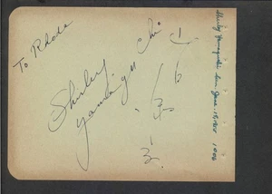 Shirley Yamaguchi - Signed Autograph Book Page - Japanese Singer Actress - Picture 1 of 2
