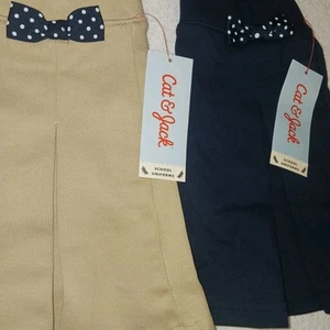 Girls 4T School Uniform Skorts. Pleated. Blue & Beige. Lot Of 2. New - Picture 1 of 15