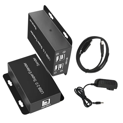 50m 4-Port USB 2.0 Ethernet Extender RJ45 Network LAN Over Cat5e/6/7 Receiver - Image 1 of 4