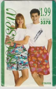 5578 BUTTERICK See & Sew - SHORTS - UNISEX Sz XS/S/M/L W 24-39" - Picture 1 of 2