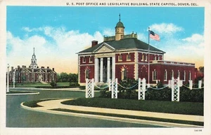 US Post Office & Legislative Building Dover Delaware Vintage PC Dated 1938 - Picture 1 of 2