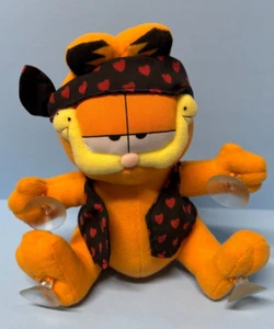 Garfield Katze Plüsch Biker Herz Stirnband Weste Saugnäpfe Stofftier 8 Zoll - Bild 1 von 3