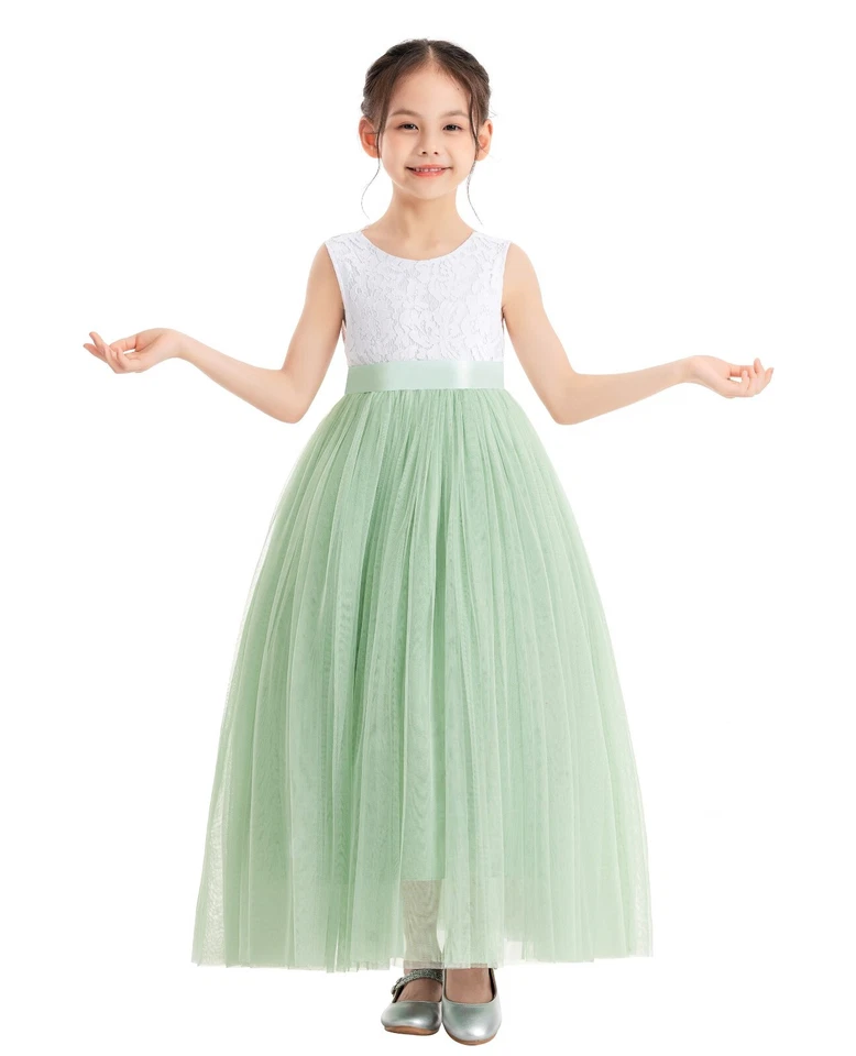 Eyelash Lace Back Flower Girl Dress First Communion Dress Pageant Dress Toddler - Image 1 of 1