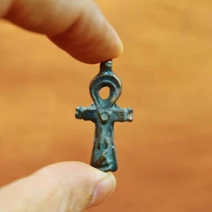 EINZIGARTIG antikes ägyptisches Amulett aus Kupfer/Messing des antiken Kreuzes Ankh Schlüssel des Lebens - Bild 1 von 5
