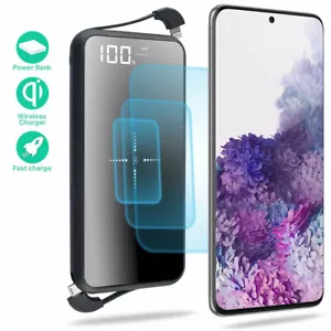 For Samsung Galaxy S21 Ultra Plus, S20+ 15W Qi Wireless Charger Power Bank USB-C - Picture 1 of 12