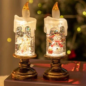 Kreative Kerzenlichter LED Weihnachten Schneekugel Weihnachtsbeleuchtung mit Batterie} - Bild 1 von 22