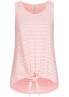 Damen 77 Lifestyle Top Long Shirt Streifen Muster Bindedetail hell rosa N2010819