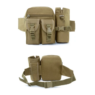 Military Tactical Waist Bag Adjustable Sling Pack with Water Bottle Pouch Holder - Image 1 of 4