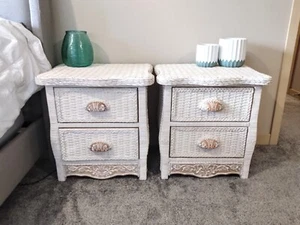 Pier 1 Wicker Nightstands Jamaica Cottage Bed Table Rattan Coastal PICK UP ONLY! - Picture 1 of 12