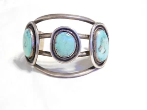 Sterling Silver Native American Turquiose Cuff Bracelet B448 - Picture 1 of 8