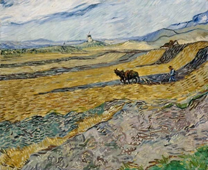 VINCENT VAN GOGH Poster or Canvas Print "Enclosed Field with Ploughman" - Picture 1 of 1
